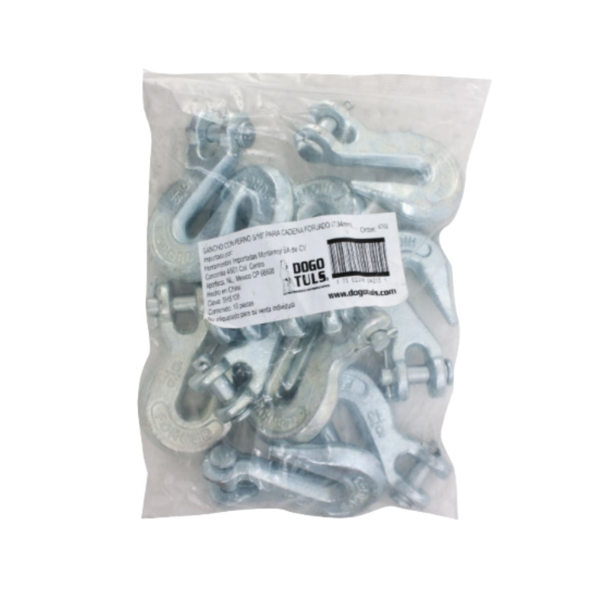 Bolsa 10Pz Gancho Perno Dogotuls 5/16" para Cadena Forjado