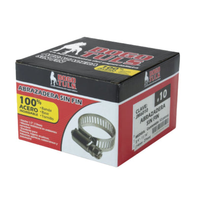 Caja 50pz Abrazadera Sinfín Dogotuls #10 Acero Inoxidable