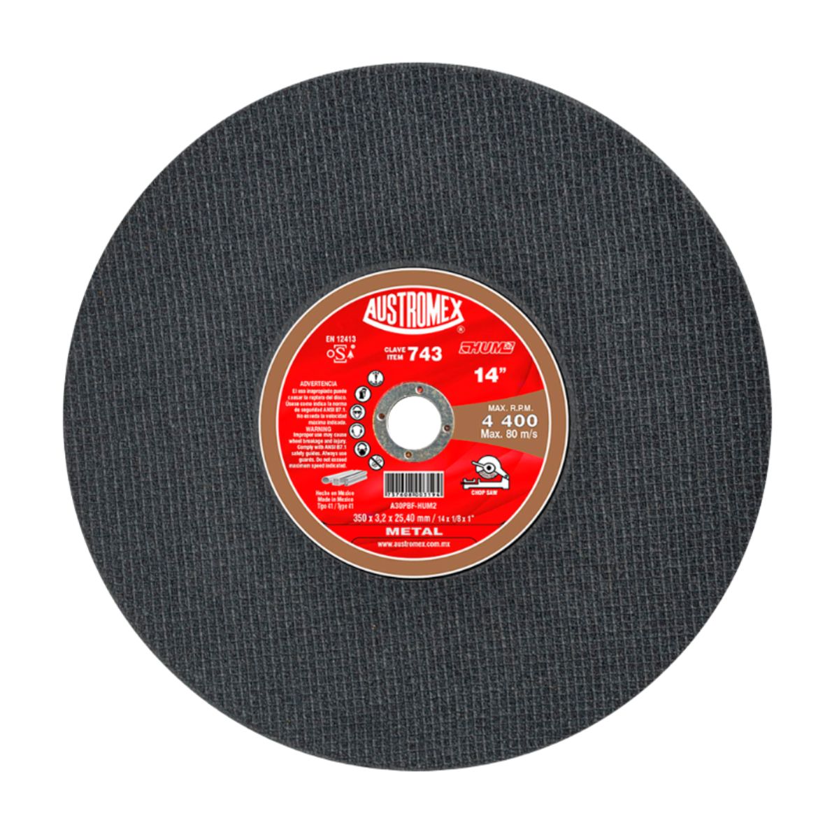 Disco abrasivo corte materiales metal hueco AUSTROMEX