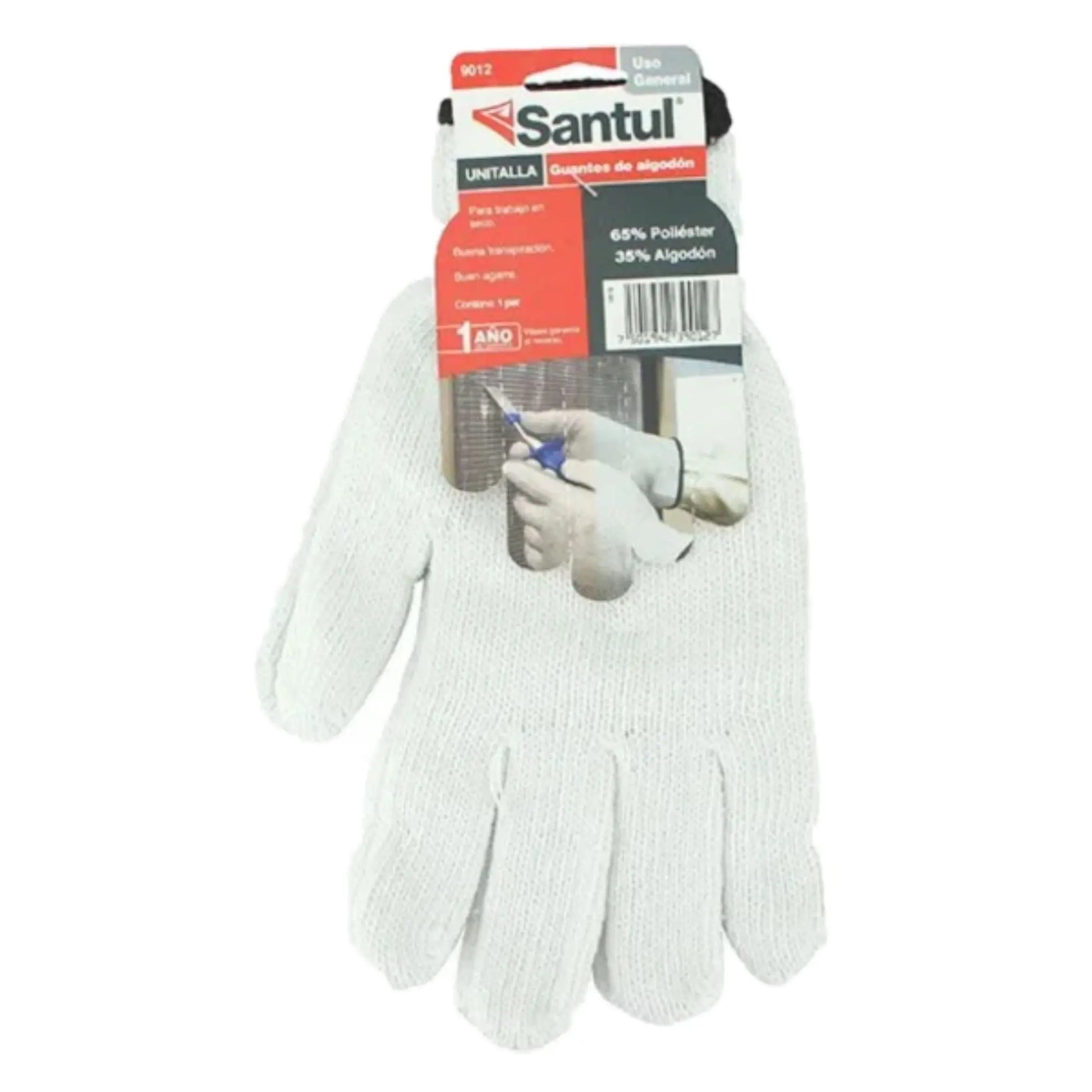 Guante de Algodon Santul Poliester con Overlock Blanco Santul