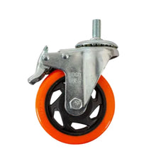 Rodaja PVC Naranja Giratoria Dogotuls Espiga Roscada 1/2" Freno 4"