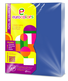 100 Hojas Colores Tamaño Carta Eurocolors Color Azul - Eurocolors