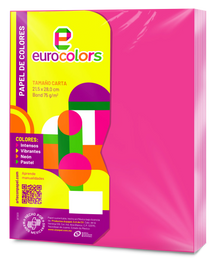 Paquete De 100 Hojas Color Rosa Neon TamaÃ±o Carta Eurocolors Arpapel - Arpapel