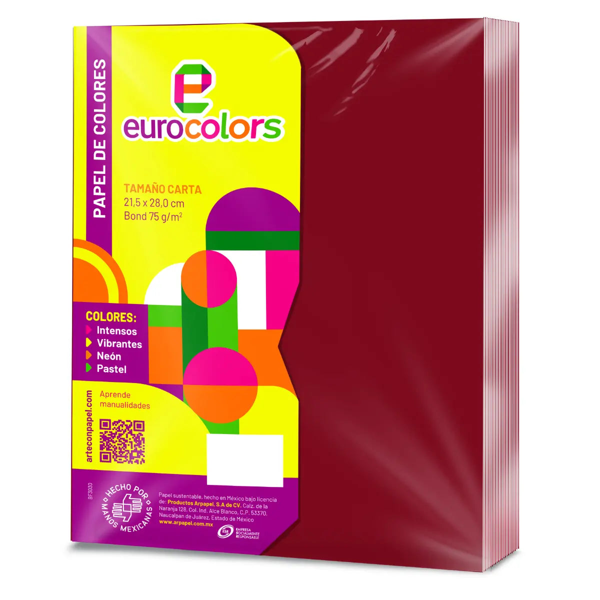 Paquete 100 Hojas Carta Eurocolors Ec0098 Vino Eurocolors