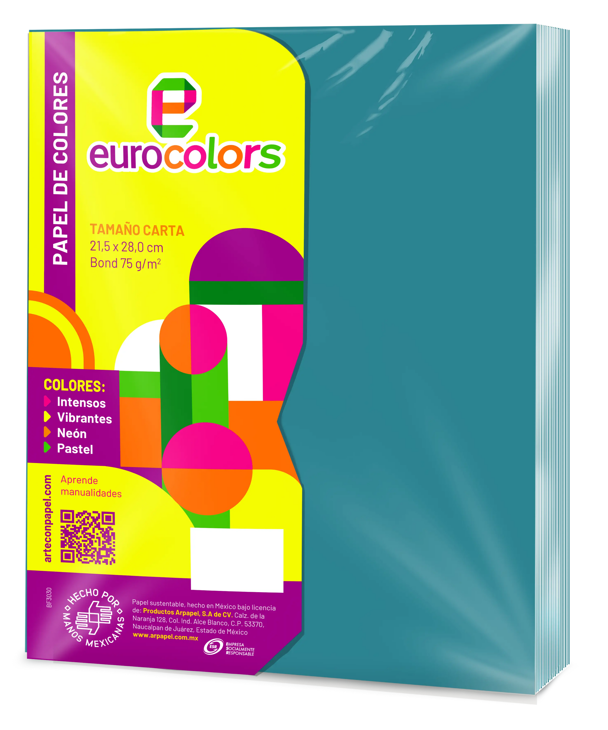 100H Papel Cortado Colores Carta Turquesa EUROCOLORS - Arpapel