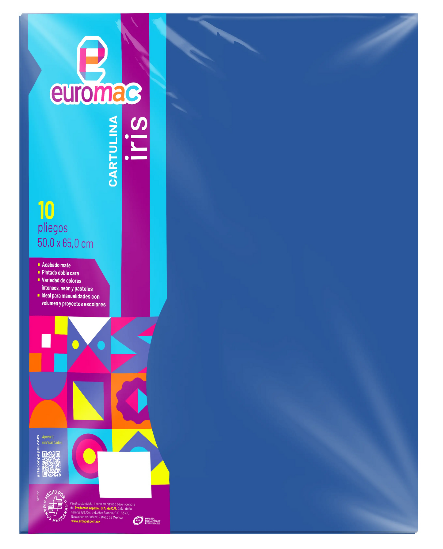 10 Pliegos Cartulina Iris Euromac 50X65 Color Azul - Euromac