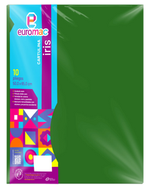 10 Pliegos Cartulina Iris Euromac 50X65  Color Verde - Euromac