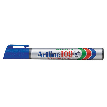 Marcador permanente, barril plastico, punta cincel azul Artline - Mae