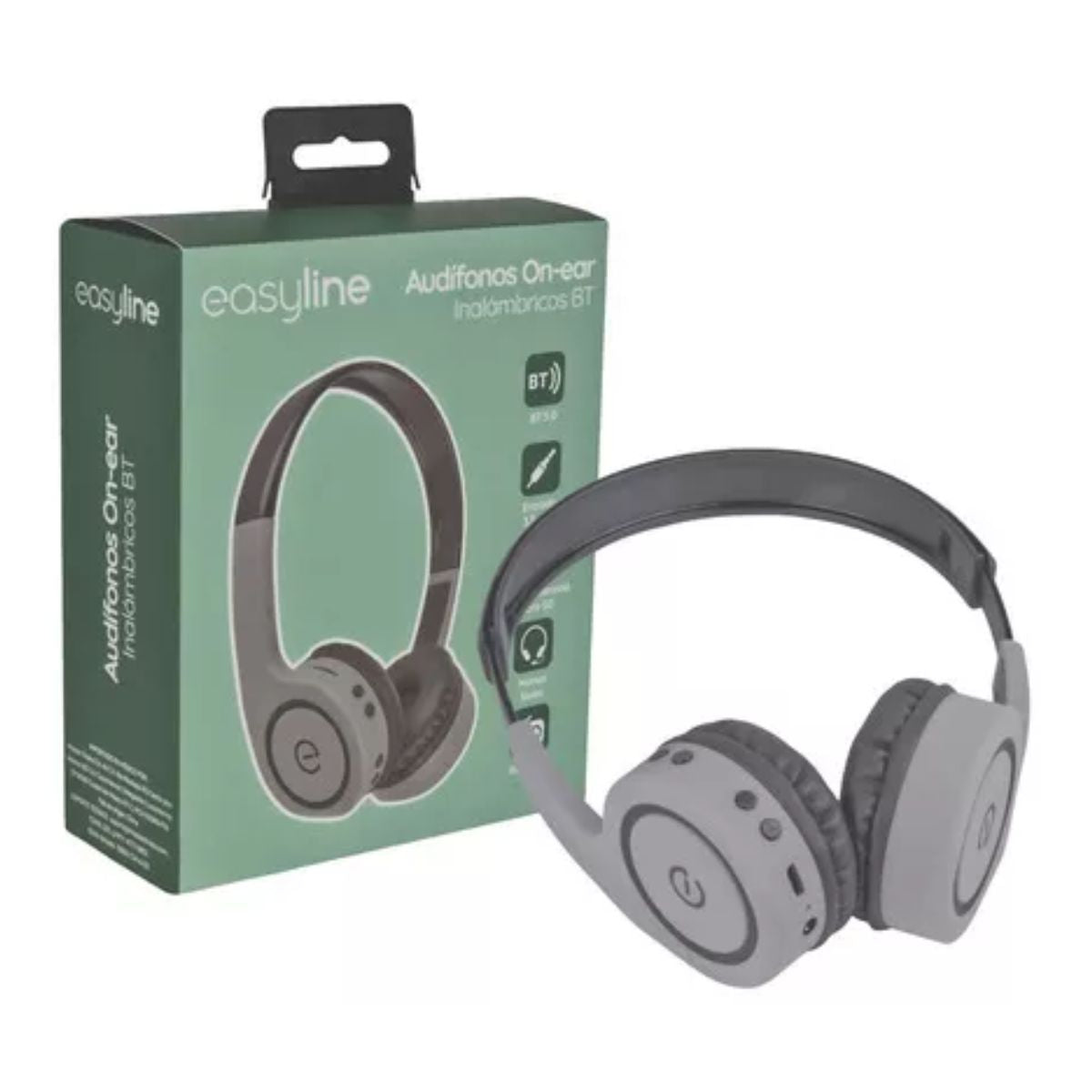 Audifonos Inalambricos Bluetooth On-ear Easy Line Color Gris