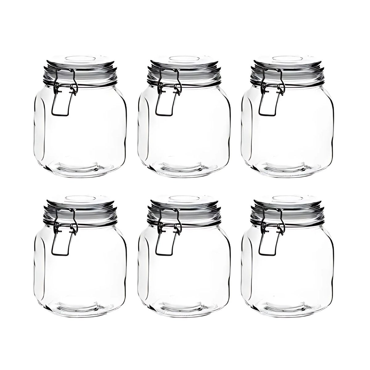 6 Frascos Hermetico Vidrio Contenedor Almacena Tapa Clip 1 L
