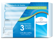 3 Block Comprobante Gastos Euroformas 50h C/u 1/4 Carta
