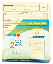2 Block Solicitud Empleo Euroformas C/u 25h Tamaño Carta