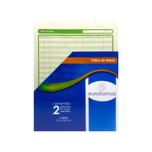 Pack 2 Blocks Poliza De diario Euroformas T/Carta 21.6x28cm