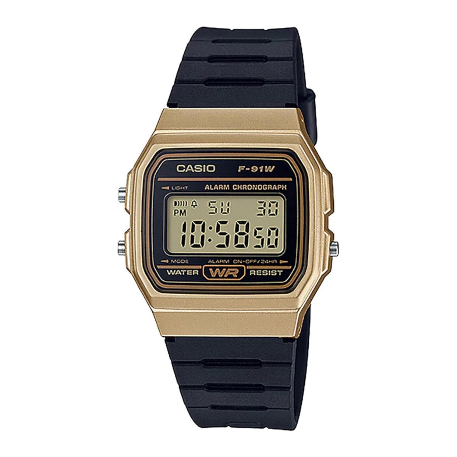 Reloj Digital Casio F-91wm-9a Color Dorado Correa Negra