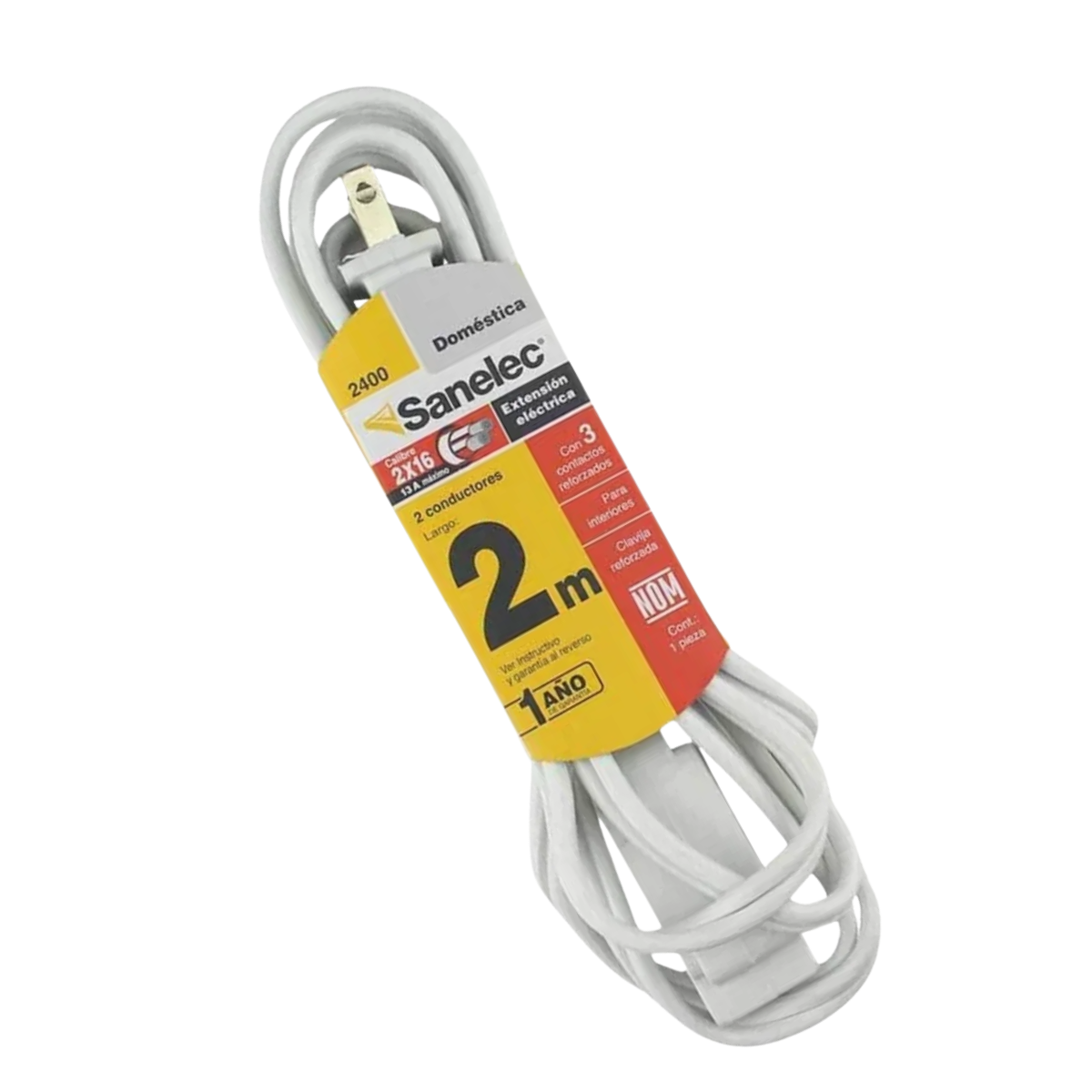 Extensión Doméstica 2m Blanca Sanelec