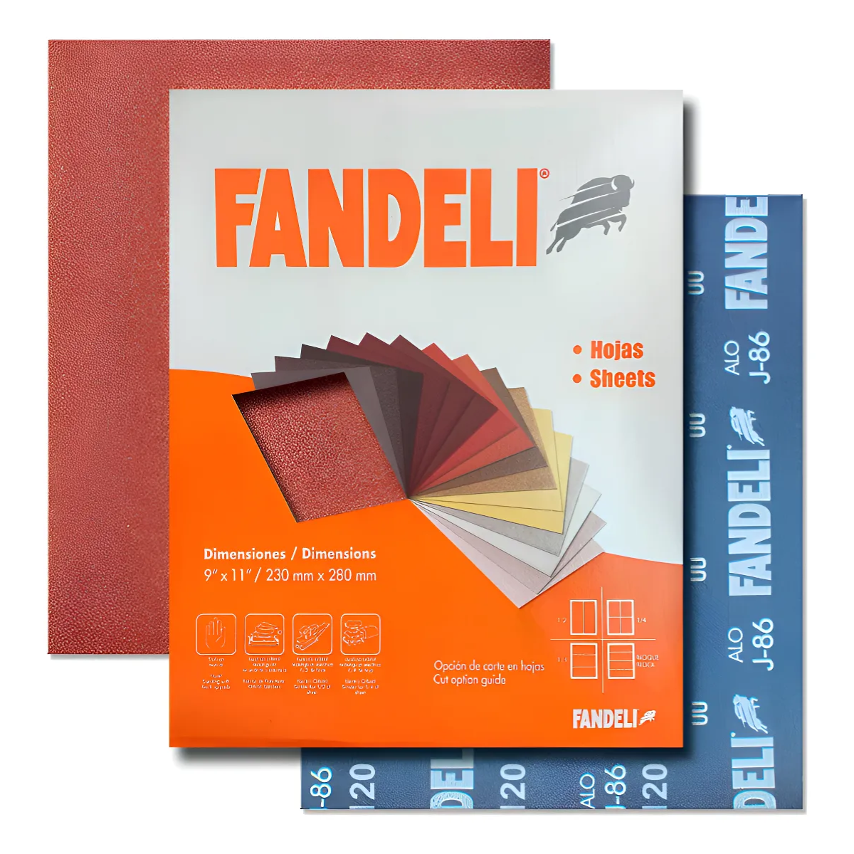 50 Hojas Lija Fandeli J86 Metal Madera Grano 120