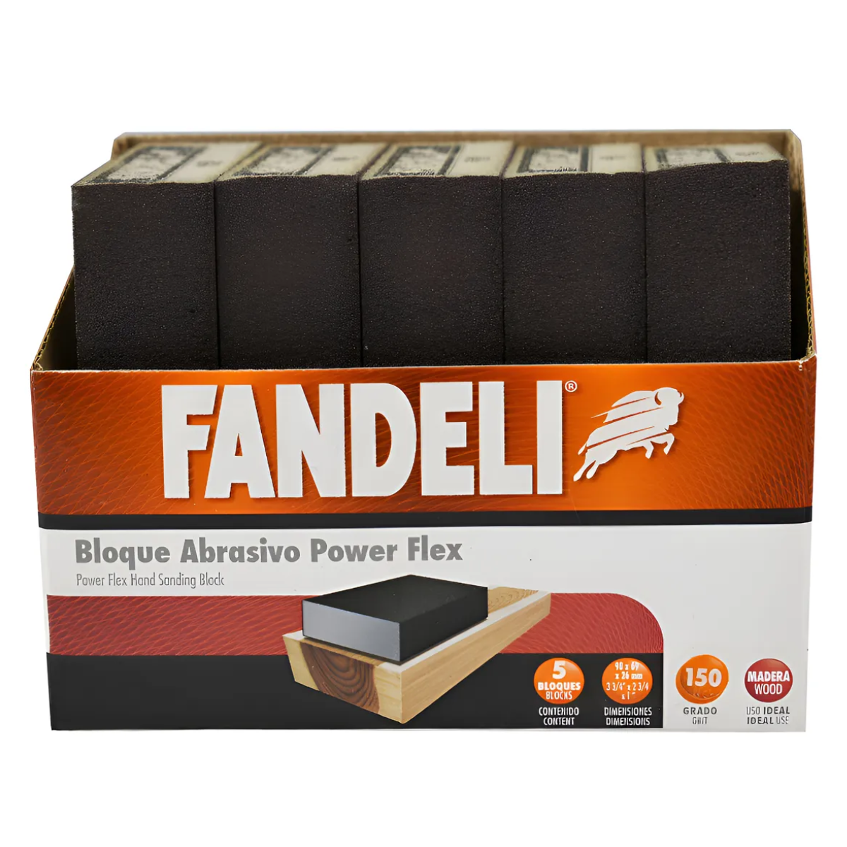 5 Pz Lija Esponja Fandeli ALO 150P Madera Superficies Varias