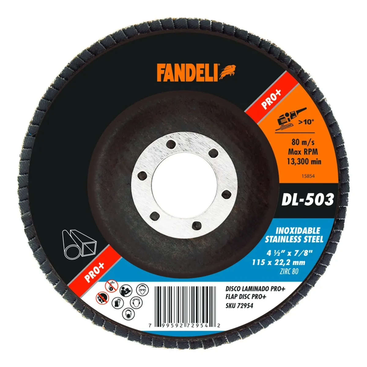 5 Pz Disco Laminado Acero Inoxidable Fandeli Z80 4 DL503