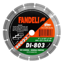 Disco Diamante Segmentado 9plg Corte Profesional Fandeli