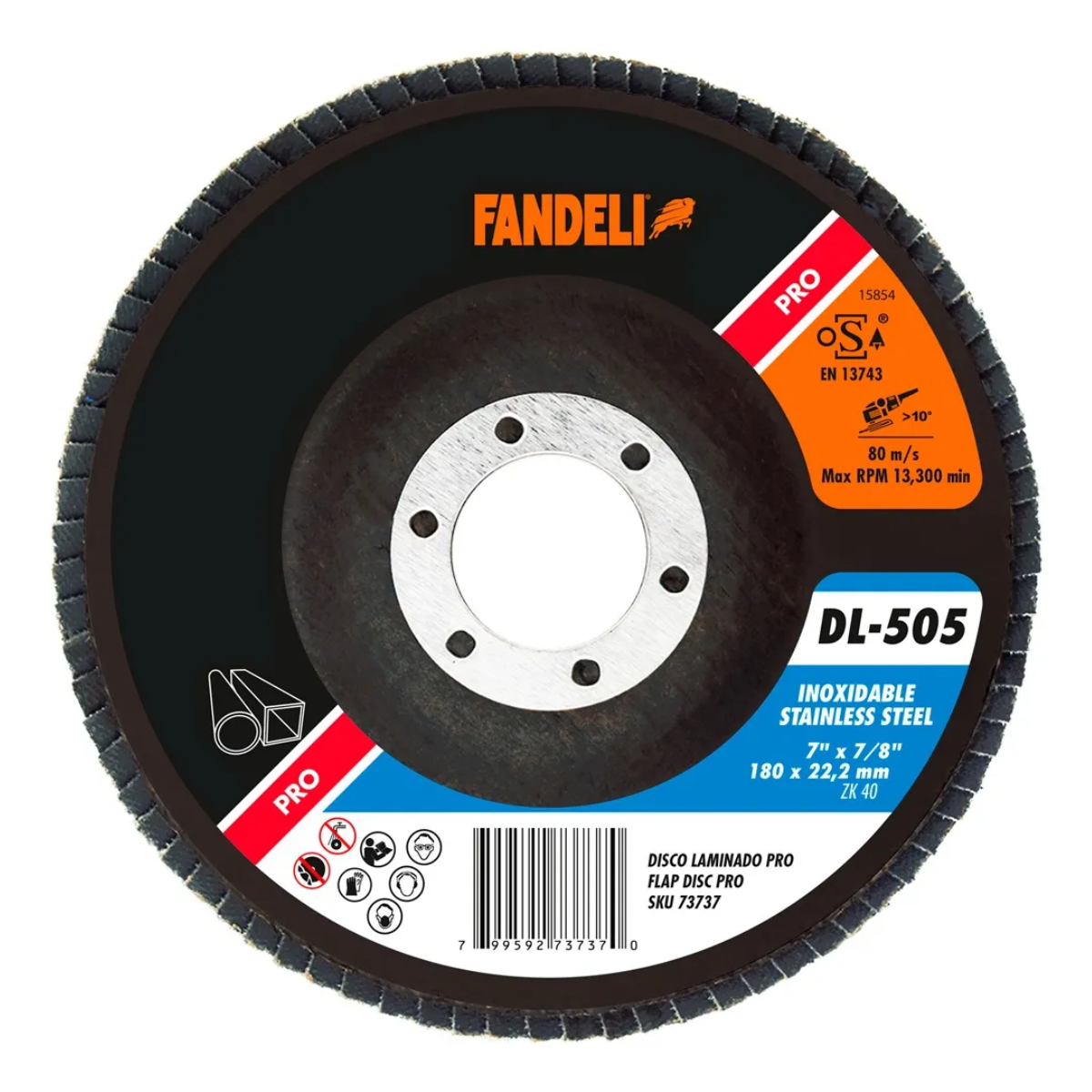 Disco Laminado Acero Inox 7plg Z-40 10pzs Fandeli