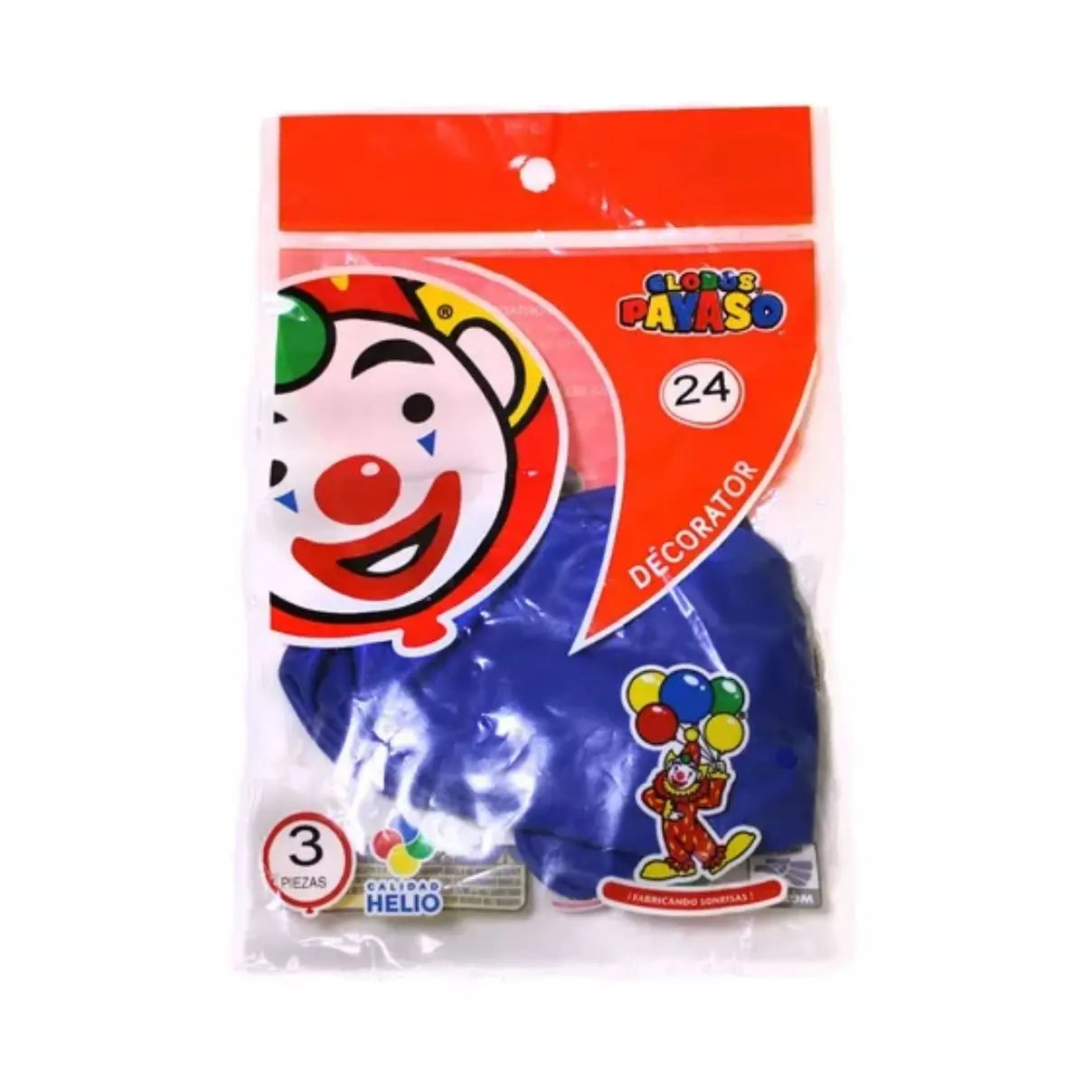 3pz Globos Payaso Gigante Esfera N° 24 Decoracion Fiestas Azul - GLOBO PAYASO