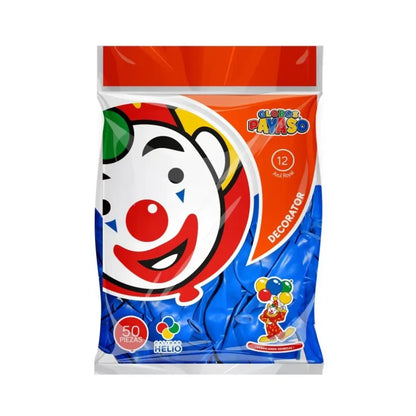 50pz Globos Payaso Decorator No 12 Decoraciones Fiestas Azul - GLOBO PAYASO - empaque