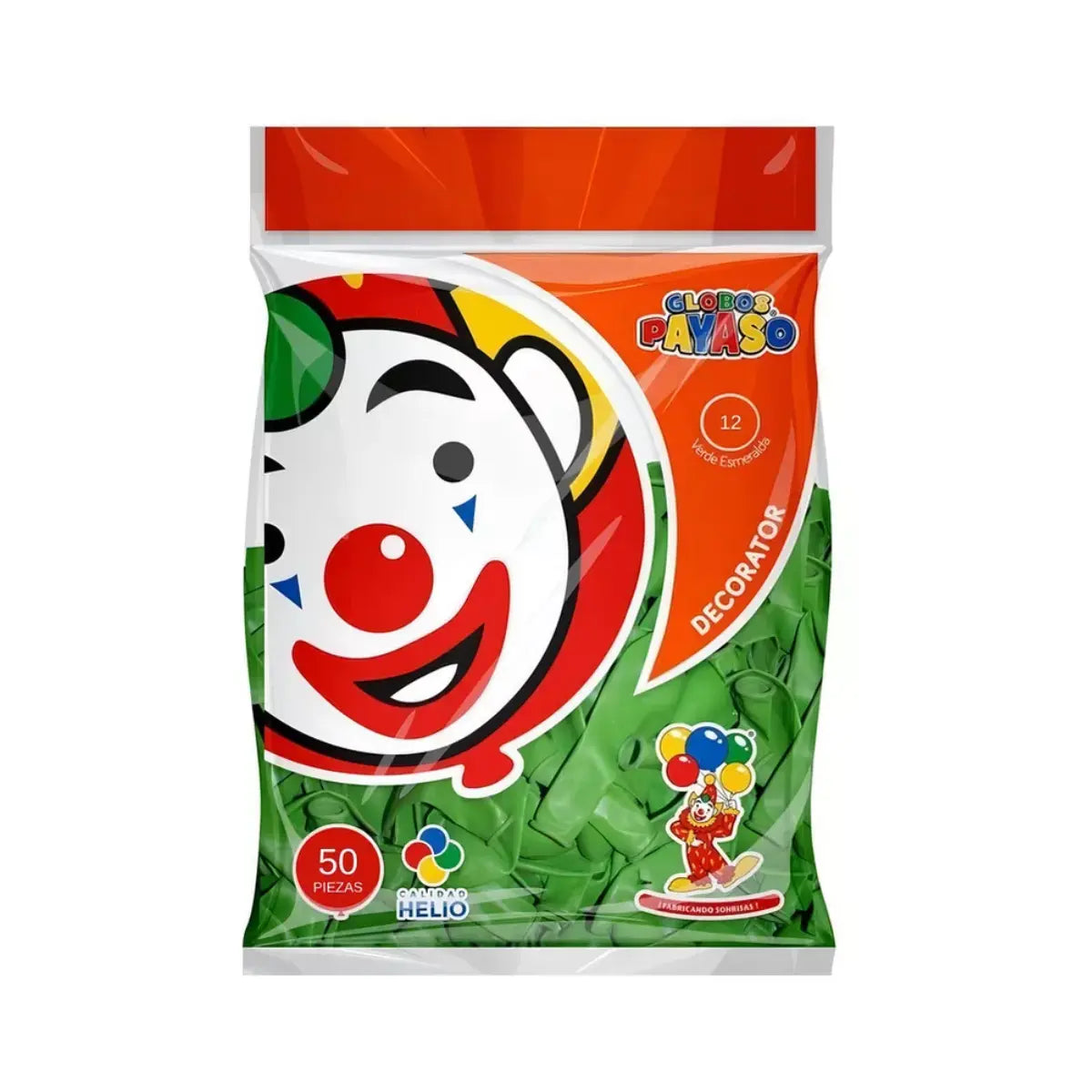 50pz Globos Payaso Decorator No 12 Decoraciones Fiestas Verde Esmeralda - GLOBO PAYASO - vista trasera