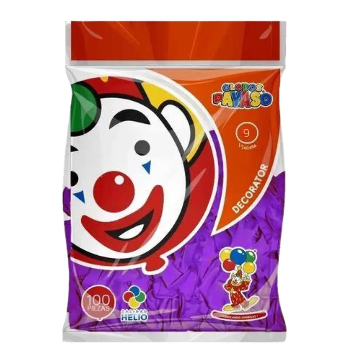 100pz Globo Latex Payaso Decorator Redondo N° 9 Fiestas Morado - GLOBO PAYASO