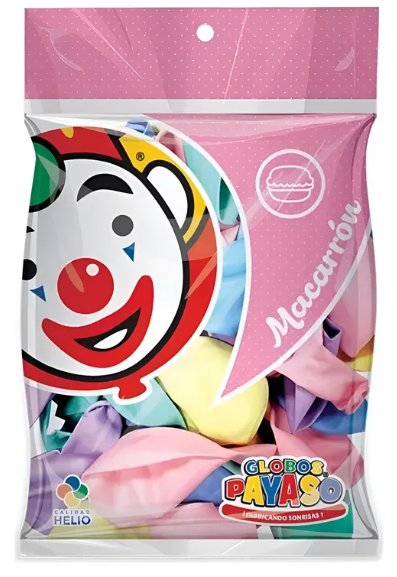 Globos Payaso Color Pastel Línea Macarrón Número 12 con 50pz