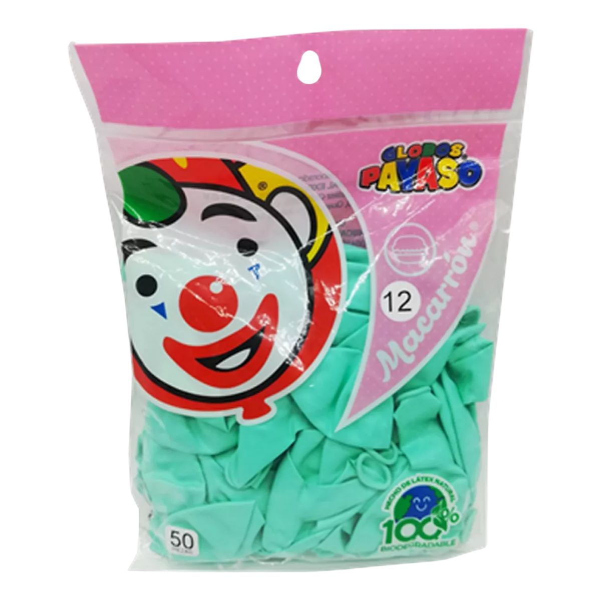 Globos Payaso Color Pastel Línea Macarrón Número 12 con 50pz