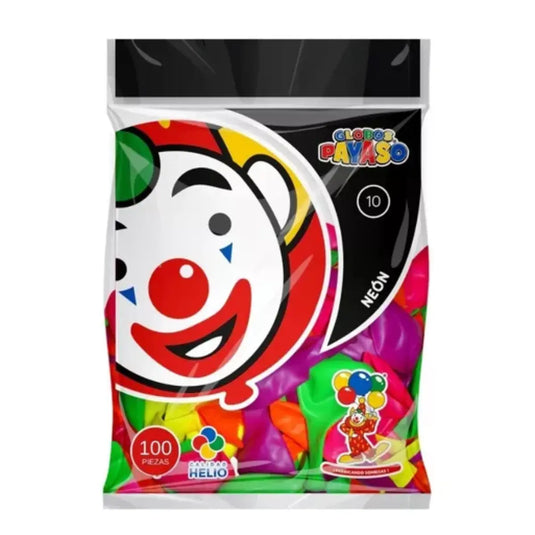 50pz Globos Payaso Neón #10 Latex Colores Surtidos Fiestas - GLOBO PAYASO - vista trasera