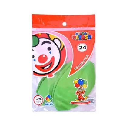 3pz Globos Payaso Gigante Esfera N° 24 Decoracion Fiestas Verde Lima - GLOBO PAYASO - vista lateral