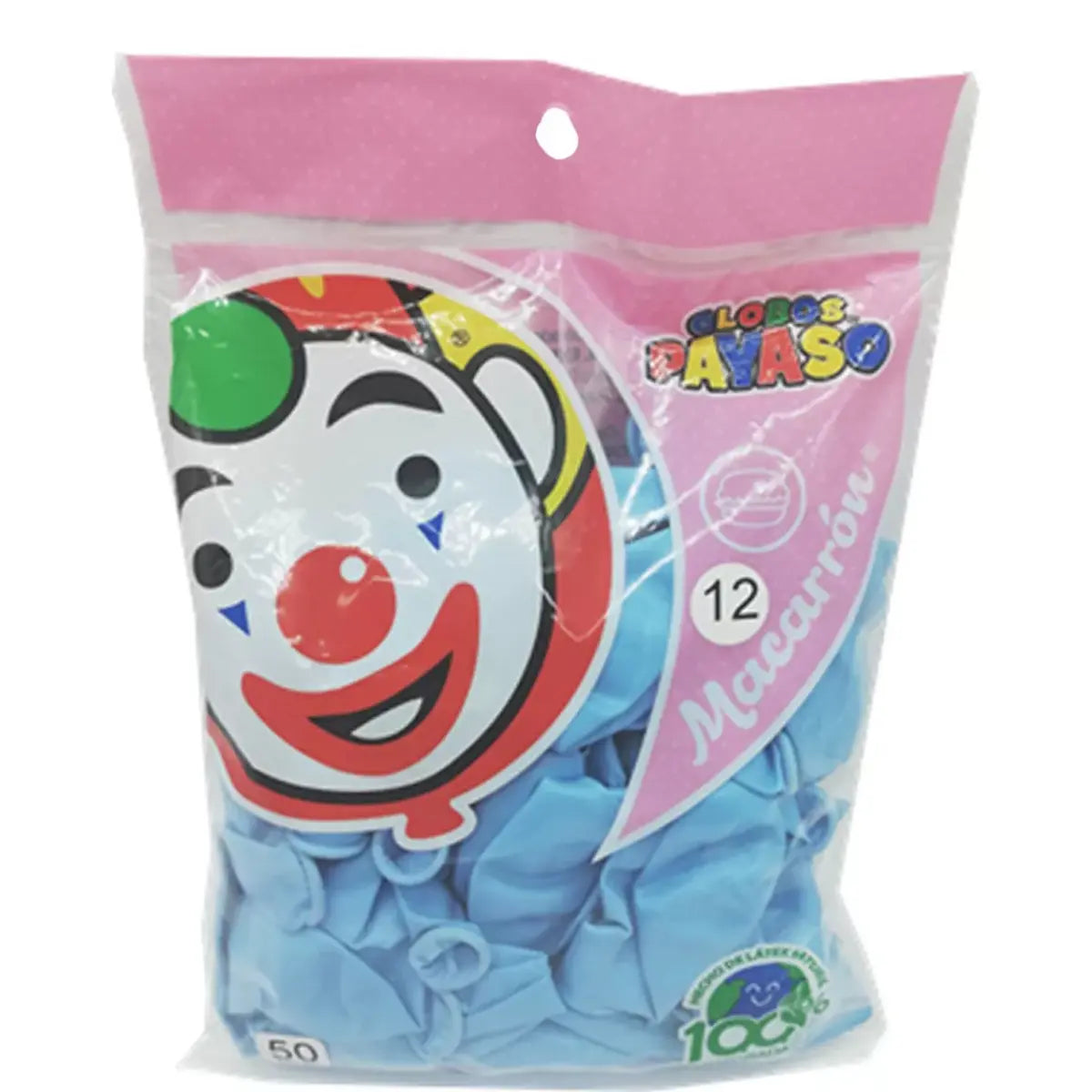 GLOBO PAYASO MACARRON MORA-AZUL N° 12′′ BOLSA c/50 pzs - GLOBO PAYASO