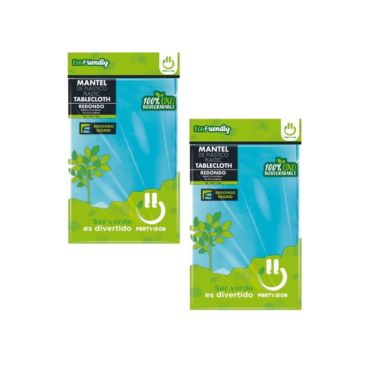 2pz Manteles Redondo Plástico Party Is On Desechable Fiesta