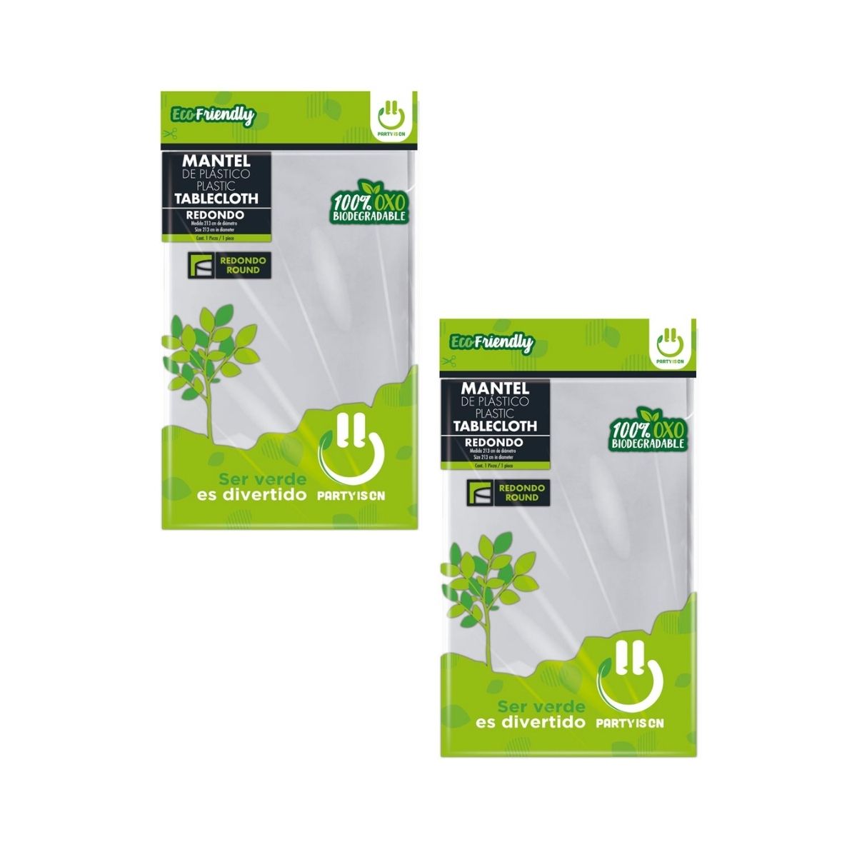 2pz Manteles Redondo Plástico Party Is On Desechable Fiesta