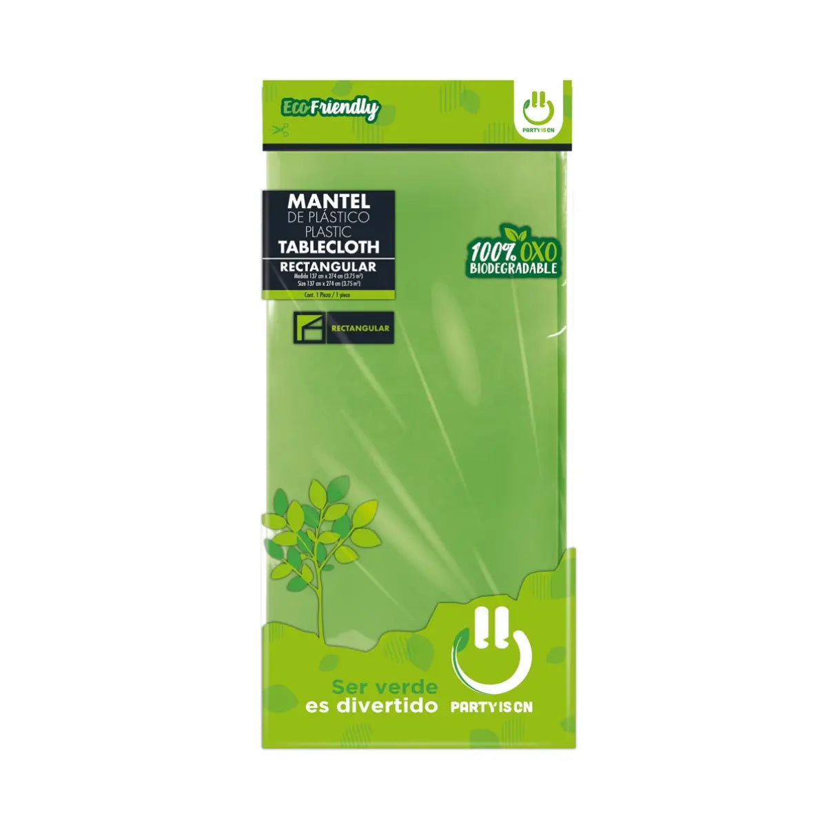 Mantel Plastico Desechable Party Is On Colores Varios Verde Kiwi - PARTY IS ON
