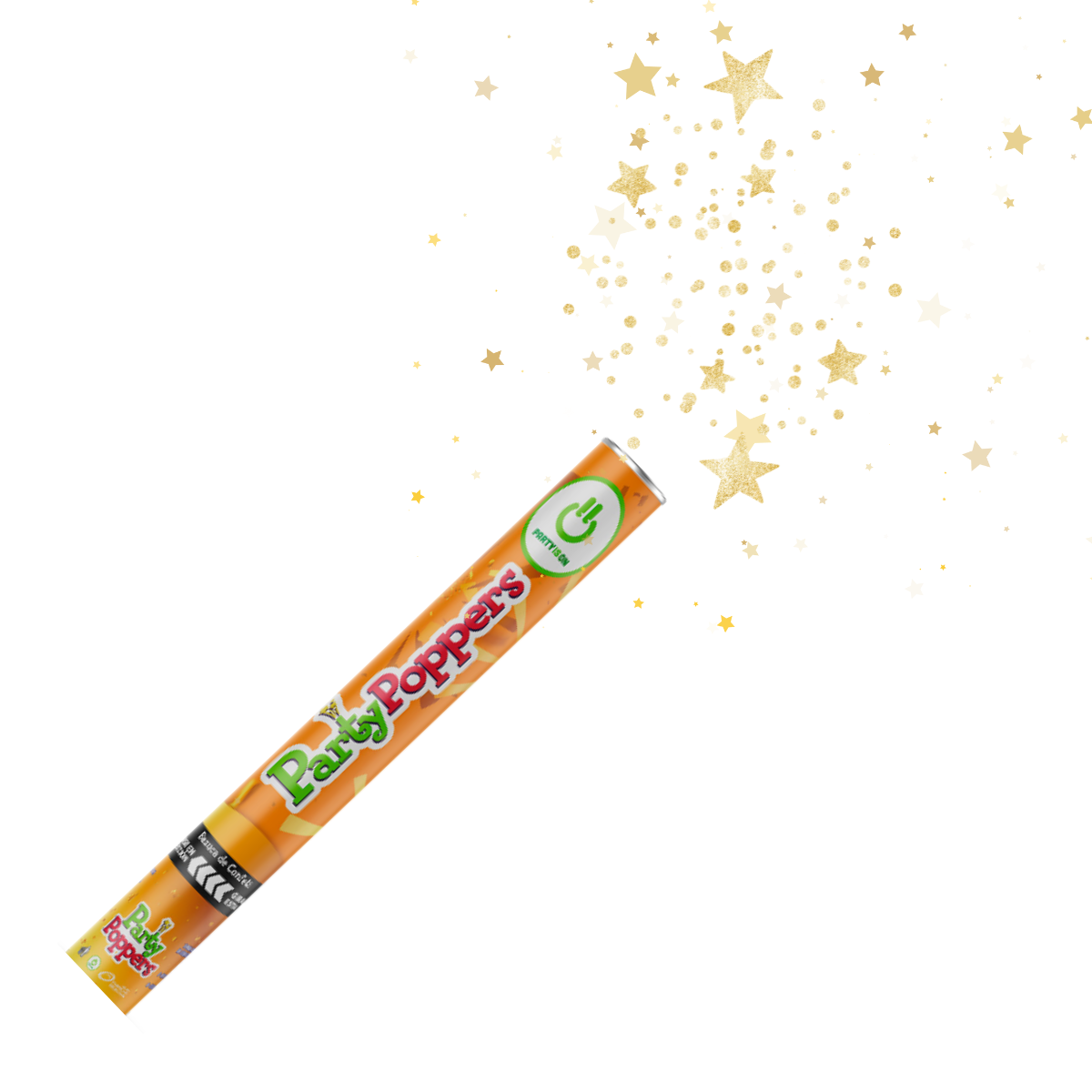 Party Popper Party Is On Bazuca Estrellas Metalicas Dorada