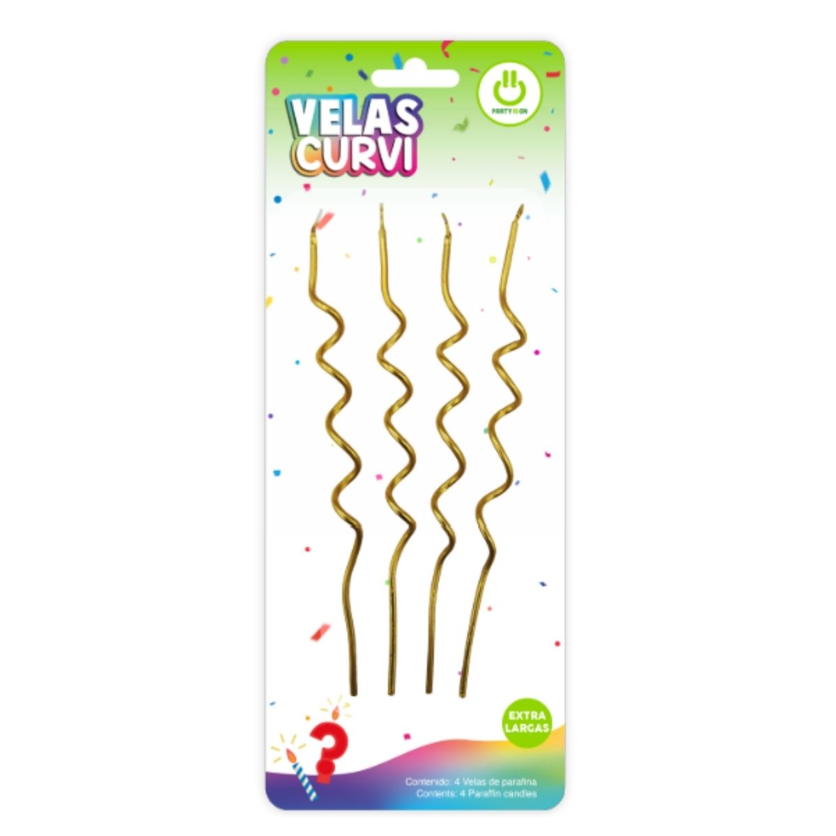 4pz Velas Curvi Doradas Party Is On Fiesta Cumpleaños