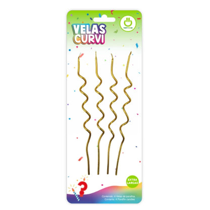 4pz Velas Curvi Doradas Party Is On Fiesta Cumpleaños