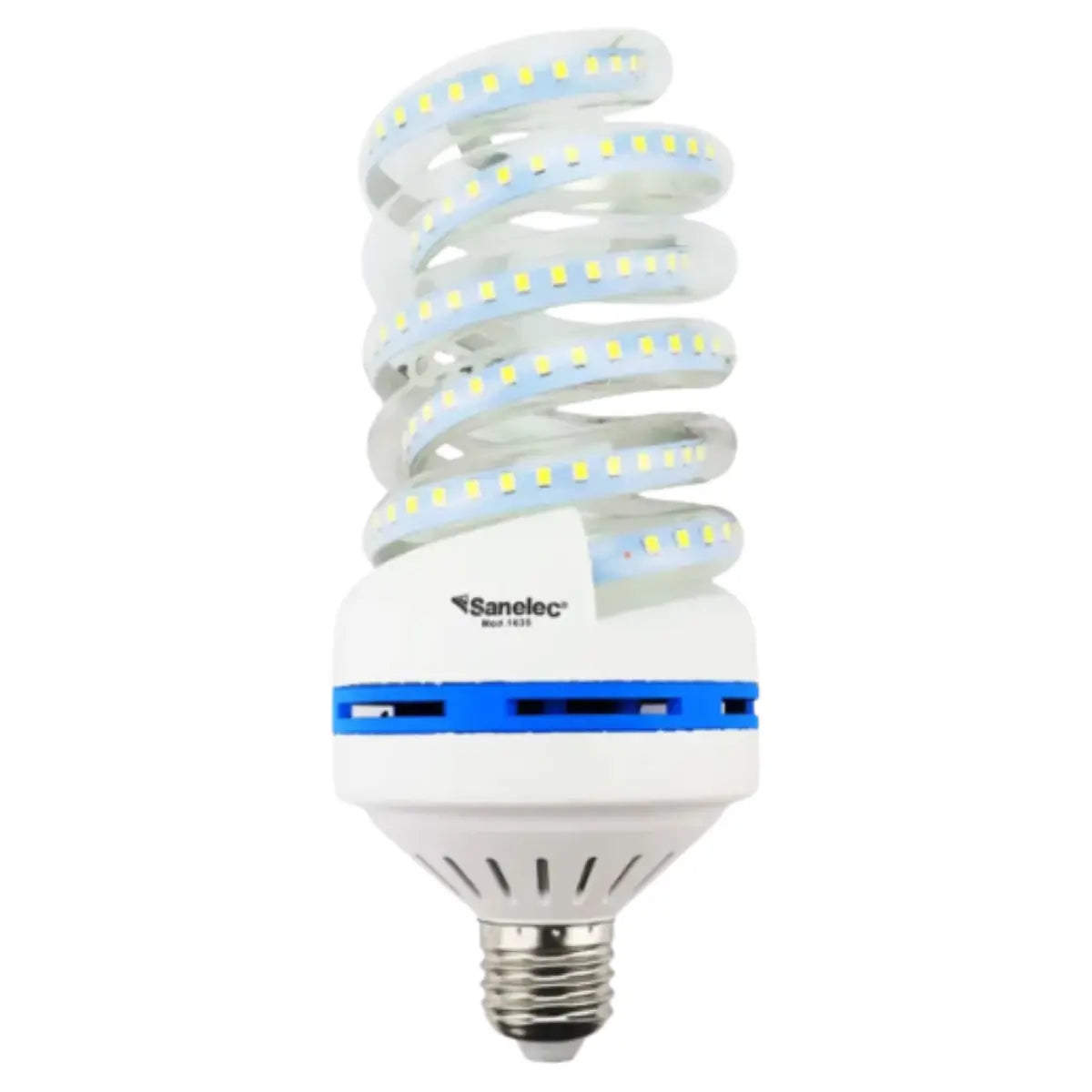 12pz Foco Espiral LED Sanelec, Luz Fría 6500K Base E27 32W - Sanelec - vista lateral