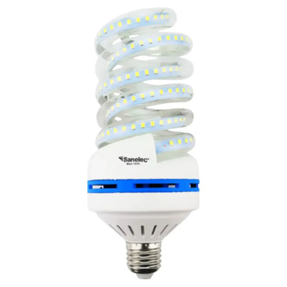 12pz Foco Espiral LED Sanelec, Luz Fría 6500K Base E27 32W - Sanelec - vista lateral