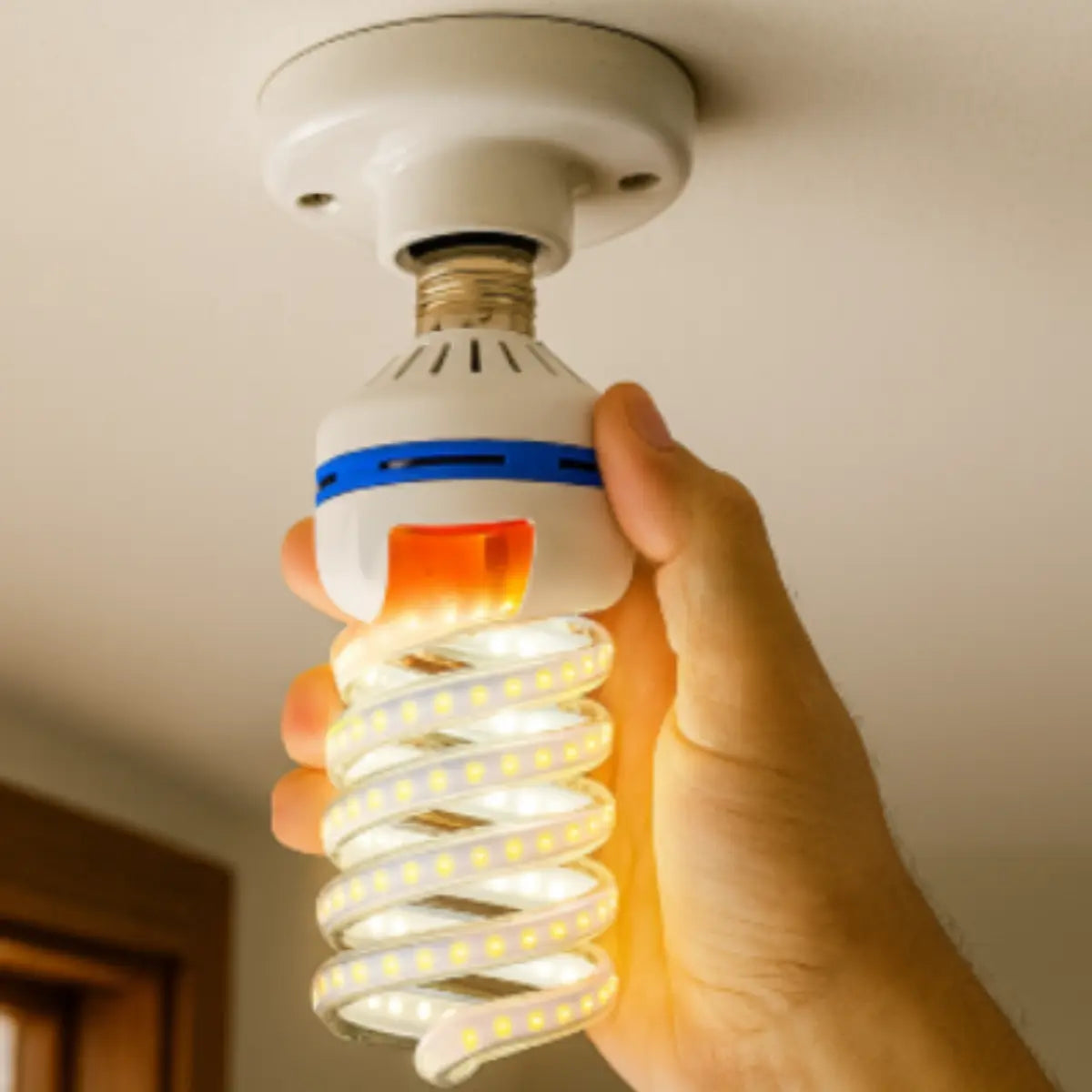 12pz Foco Espiral LED Sanelec, Luz Fría 6500K Base E27 32W - Sanelec