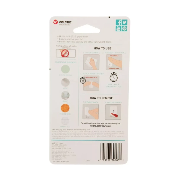 Paquete 4 Percheros Hangables Velcro Ganchos Adheribles Pared