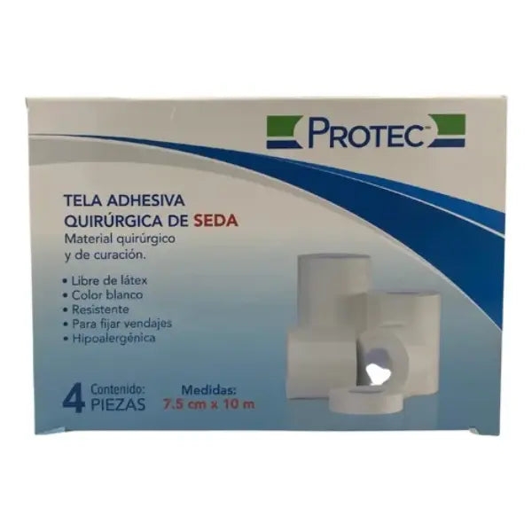 Cinta Microporosa (Micropore) Color Blanco 3" (7.5cm) Caja con 4 Rollos - Protec