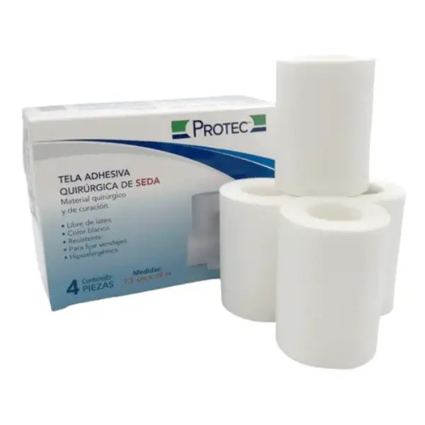 Cinta Microporosa (Micropore) Color Blanco 3" (7.5cm) Caja con 4 Rollos - Protec - detalle
