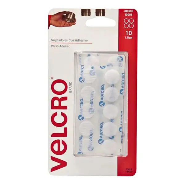 Círculos Sujetadores con Adhesivo de 1.5 cm de diámetro, 10 juegos Blanco Velcro - Velcro - detalle