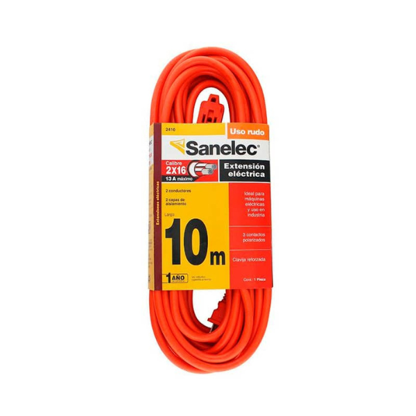 Extension Naranja Sanelec 2 Conductores Uso Rudo