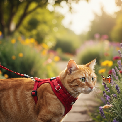 Arnés para Mascota AKSI PETIT Tipo "A" Ajustable - Talla Mediana (M) - Rojo - Broche de Seguridad