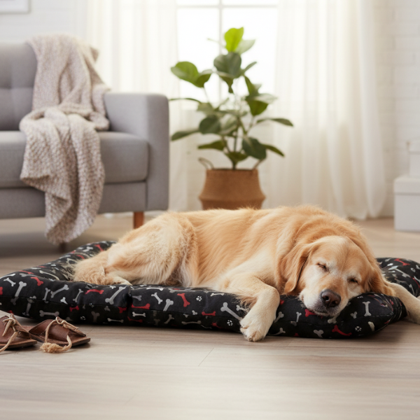 Colchoneta Cama Grande para Mascota AKSI PETIT 100x80cm - Resistente (Huesos/Huellas)