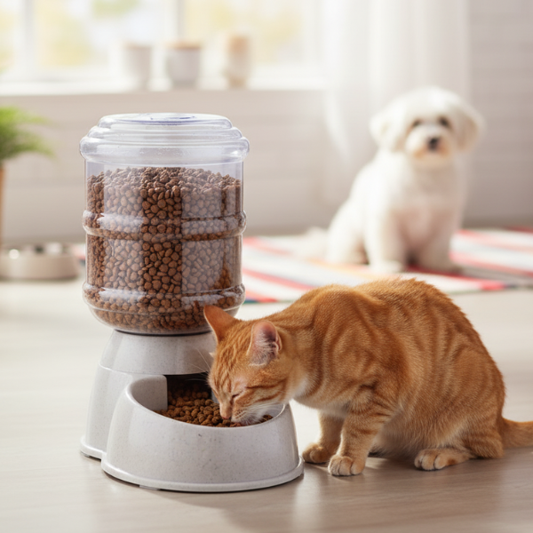 Alimentador Automático AKSI PETIT Mascotas, Dispensador de Comida - 3.8L (1 Galón) - Gris